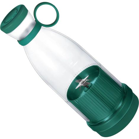 Extracteur de jus portable, petit extracteur de jus rechargeable pour la maison, les résidences étudiantes, mini friteuse à fruits, shaker électrique, vert. (1/5)
