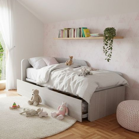 Divano letto sagomato 80x190 con letto estraibile e sollevabile - Rovere rock
