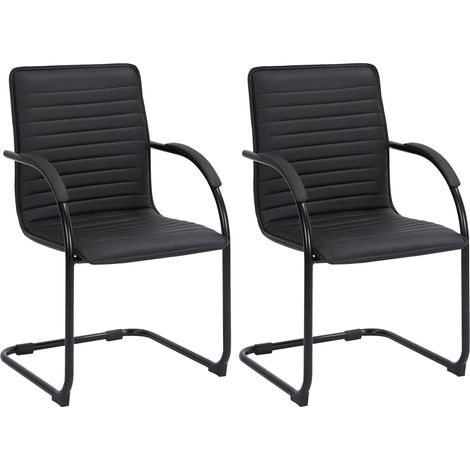 Ensemble de 2 chaises pour les visiteurs faux à Schwarz / Schwarz Leather (1/5)