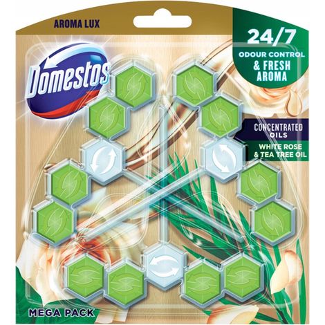 068590 Domestos Pow5 WC White Rose 3x55g Delist
