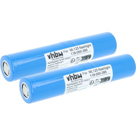 vhbw 2x Battery compatible with Maglite ML125 Torch, Headlamp (2500 mAh, 6 V, NiMH)