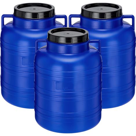 Garronda réservoir d'eau de 3 x 40 litres, Baril Alimentaire, fût à Large Ouverture en HDPE et sans BPA, tonneau de Jardin, bac à Aliments pour Animaux, conteneur d'eau, tonneau Universel GD-0127, Ble