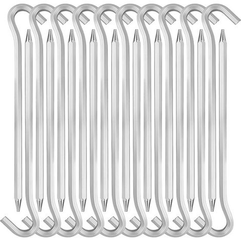 20 pièces - Piquet tempête - Piquet de sol - Piquet de tente - Clou de tente - 18 cm - Crochets de sol - Alliage d'aluminium - argent (1/5)