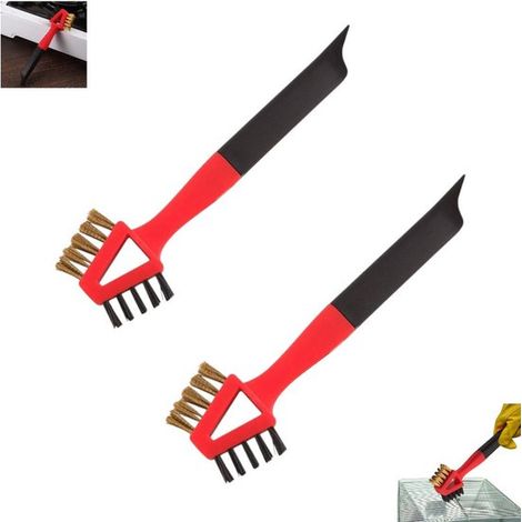 Lot de 2 brosses double face rouges - Brosse de nettoyage - Brosse pour plaques de cuisson - Brosses pour barbecue - Brosses à récurer - Brosse de cuisine à double tête rouge (1/5)