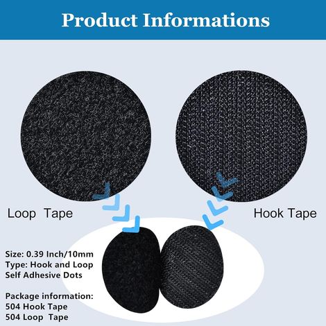 Scratch Autocollant Rond 8 mm, 1008 Pièce Scratch Autocollant Double Face, Bande Agrippantes Adhésives Puissant Crochet Loop Rubans pour ménage, en Plastique (1/5)
