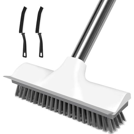 Brosse à Récurer avec Raclette, 2 en 1 Brosse de Sol pour Tapis, Brosse Sol avec Poignée Réglable, Brosse de Nettoyage pour Cuisine, Salle de Bain, Terrasse, Patio, Mur (1/5)