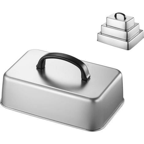 Cloches Rectangulaires en Acier Inoxydable, Cloche de Cuisson Couvercle de Gril, Couvercle de Cuisine, Plancha pour Cuisson à L'étouffée pour Hamburgers à Fromage, Steak (22.2 14.6 6.6CM) (1/5)