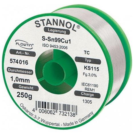 Étain à souder KS115 3,0% 1,0MM 250G Stannol 573255 S66480 (1/3)
