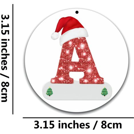 Pendentif Alphabet De Noël - Lettre Acrylique Ronde 8 cm - Décoration Arbre De Noël Porte Et Mur - Lot De 1 (1/2)