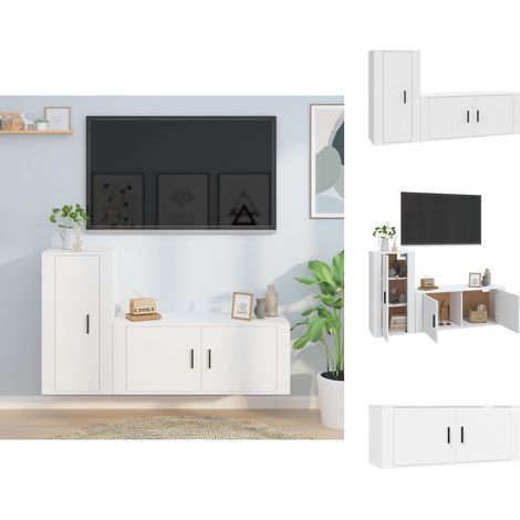 TV-Möbel - Living 2-tlg. TV-Schrank-Set Weiß Holzwerkstoff (1/5)