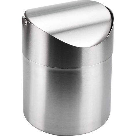 Mini-Büromülleimer mit Deckel, Büromülleimer, kleiner Mülleimer für Büro, Badezimmer, Küche, Abfallbehälter (12 x 12 x 16 cm, 1,5 l) (1/5)