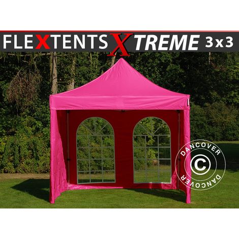 Pop up gazebo FleXtents Xtreme 50 Vintage Style 3x3 m Pink, incl. 4 sidewalls