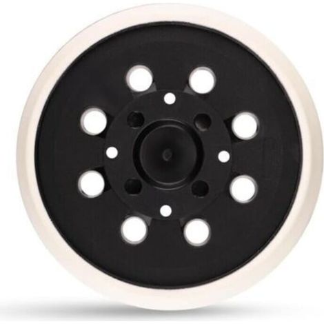 Platorello abrasivo professionale autoadesivo da 125 mm a 8 fori per levigatrici orbitali Bosch PEX 300 AE e PEX 400 AE.