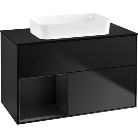 V&B Waschtischunterschrank Wandbeleuchtung Finion 100x60,3 cm, Reg li bla m Lac, bla m Lac (1/2)