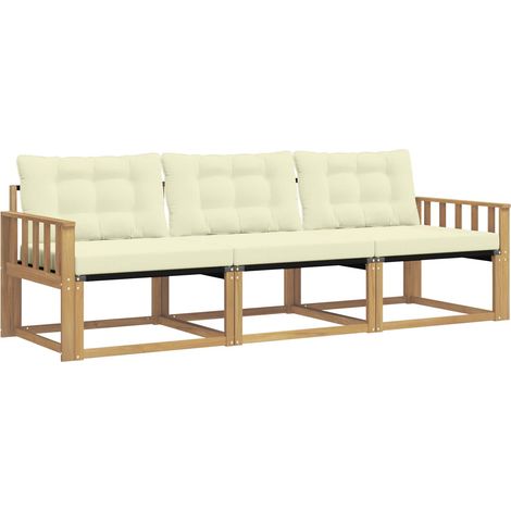 vidaXL Outdoor Sofa Set 3 pcs White and Cream