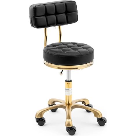 Sgabello girevole con schienale 150 kg alluminio PVC compensato schiuma sintetica nero 140010105