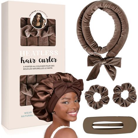 Lockenwicklerband ohne Hitze, Samt-Lockenwickler für die Nacht, 165 cm für langes Haar, 5-teiliges Set mit Clips (1/5)