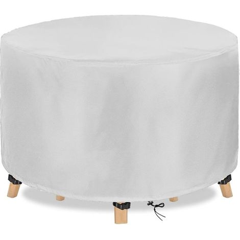Housse Table de Jardin 210D Housse Protection Table Jardin Ronde Protection Salon de Jardin Imperméable Housse de Meuble Étanche Ronde 140x71cm (1/5)