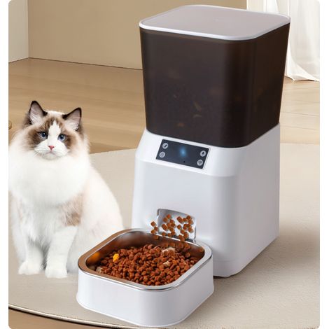 Distributeur automatique intelligent de nourriture pour animaux de compagnie, 4,5 L (modèle WiFi), enregistrement vocal et double alimentation. (1/5)