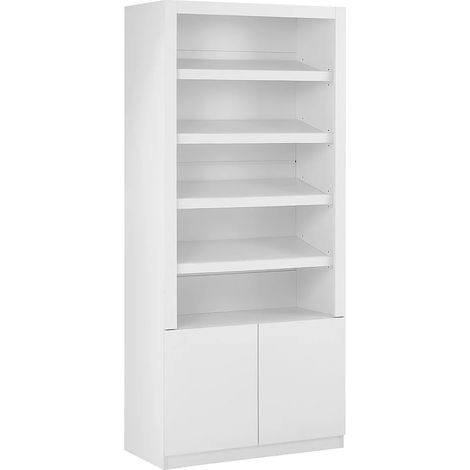 Meuble à chaussures 5 niches et 2 portes avec LEDs en MDF - Blanc - DOLMINA (1/5)