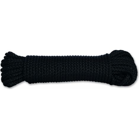 Corde Polypropylène Tressée Résistance à la Rupture Indicative 100 kg Diamètre 2,8 mm Longueur 10 m Noir