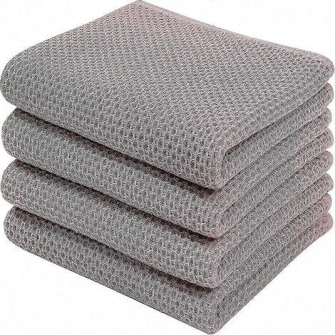 Lot de 6 torchons doux 100 % coton essuie-vaisselle et chiffons de nettoyage par Yvan - 34 x 73 cm - Marron (1/4)