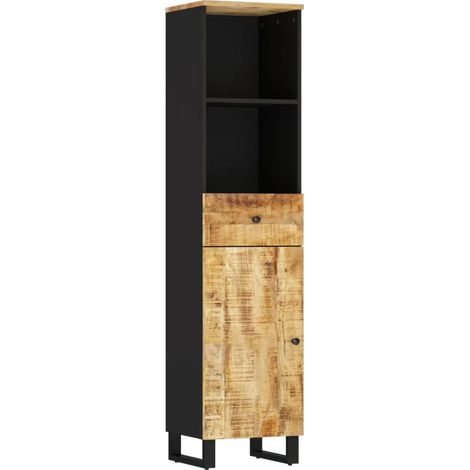 Armadio da bagno in legno massello pratico contenitore 38 x 33 x 160 cm stile contemporaneo in legno di mango naturale 020047135