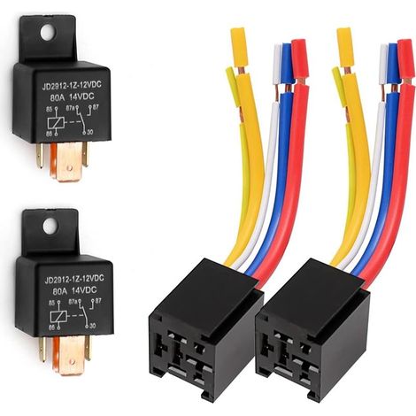 Relais de Voiture avec Faisceau, Relais 5 Broches de 80A Marche/Arrêt, Relais SPDT Normalement Ouvert, Prise de Relais JD2912-1Z-12VDC 80A 14VDC, Accessoires. (1/5)