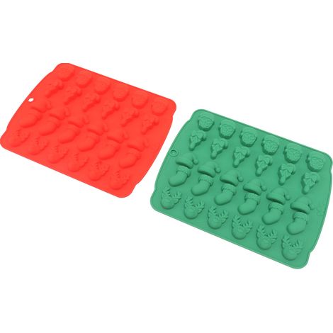 Lot de 2 moules en silicone sur le thème de Noël, résistants à la chaleur et de qualité alimentaire, pour fondant, glaçage et fudge (type B). (1/5)