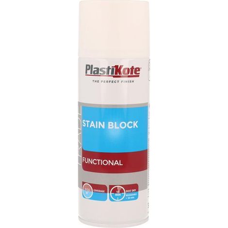 PlastiKote Trade Stain Block Spray Paint – White, 400ml (Model PKT71019) (1/3)