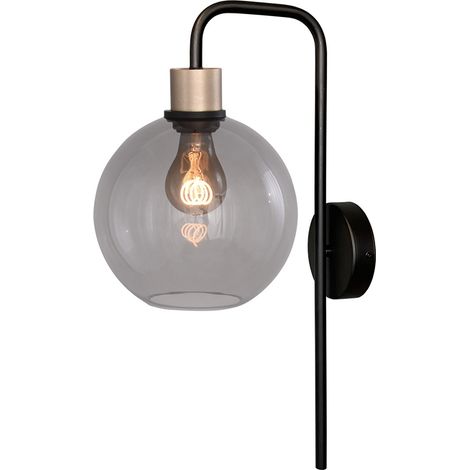 Lampe murale Lazise Noir avec verre fumé doré - 3640-02-05-20 (1/3)