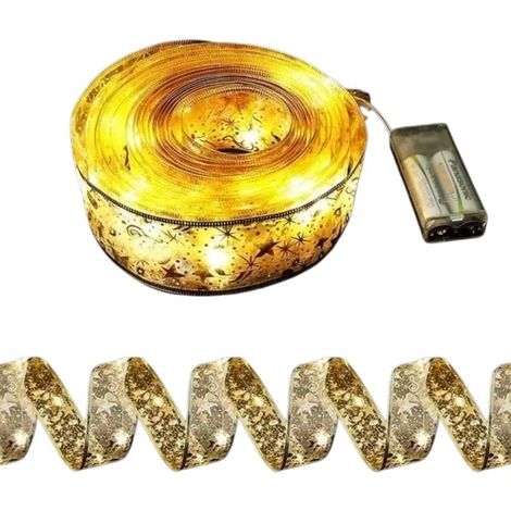 Guirlande lumineuse d'intérieur pour sapin de Noël, 5 m (16 pi), 50 LED blanc chaud, décoration de Noël (lot de 2). (1/5)