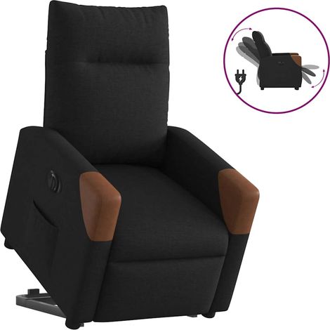 Relaxsessel mit Aufstehhilfe Elektrisch Schwarz Stoff