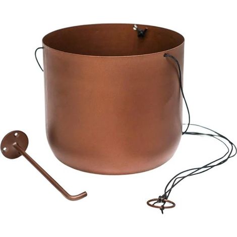 Kew Hanging Planter Small with Hook - Metal - L14 x W14 x H12.5 cm - Matt Copper