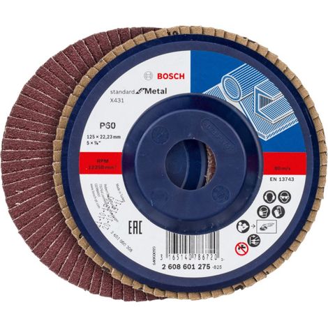 Bosch 2608601275 Disco abrasivo de láminas X431 Standard Metal 125mm recto plástico G60 (1/2)