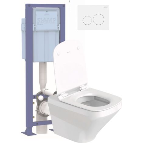 Pack WC suspendido sin aro DURAVIT Durastyle con asiento freno caída + Estructura soporte SIAMP + Mando blanco