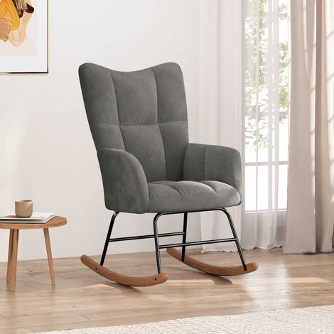 vidaXL Silla mecedora de terciopelo gris oscuro (1/5)