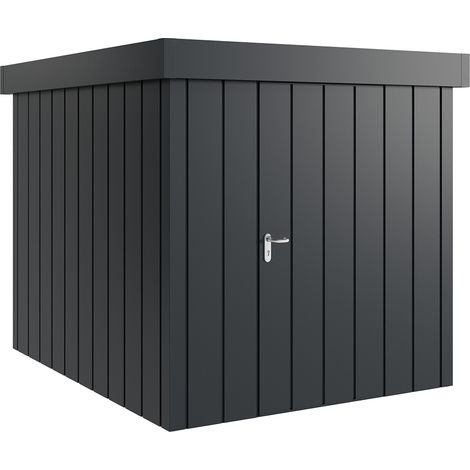Hörmann Metall-Gerätehaus "Juno" mit Flachdach, JFD6 - Modern Europapromotion, 214 x 262 cm (B x T), anthrazit, 1-flüglige Tür, Anschlag rechts (1/5)