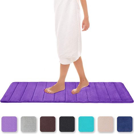 Tapis Bain Mousse Mémoire Violet 40x120cm Lavable (1/5)