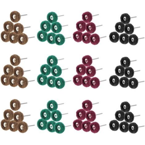 Lot de 80 Roues de polissage abrasif de 25 mm, Accessoires de polissage pour outils rotatifs , Grain 80/150/240/300, tampon à récurer et queue en métal (1/4)