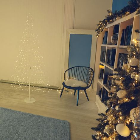 Sapin conique plat 2D Tiglio blanc 276 micro LED hauteur 180 cm