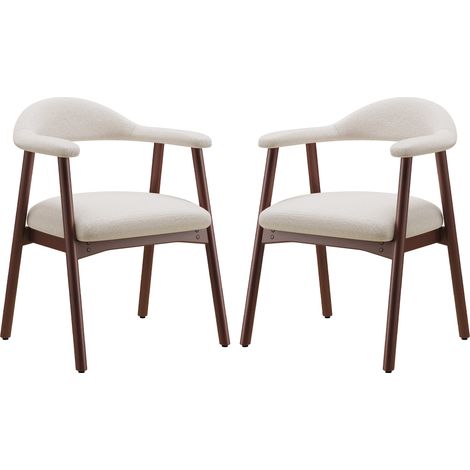 2er-Set moderne Esszimmerstühle im skandinavischen Stil, bequem gepolsterte Sitzfläche, Massivholzbeine, ergonomisch umschließende Rückenlehne, Beige (1/5)