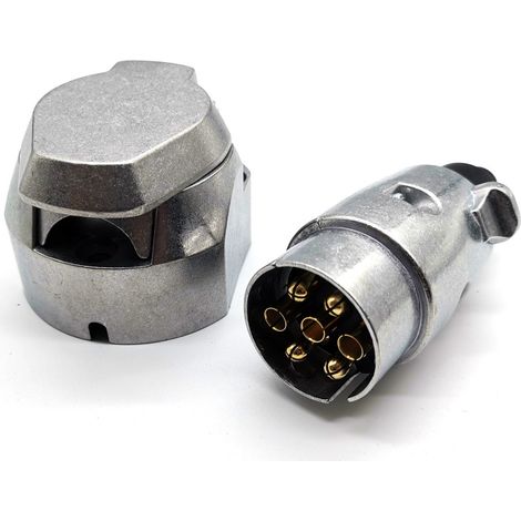 Conector eléctrico y enchufe metálico de 7 pines para remolque, conector hembra de 7 pines para enganche de 12 V, enchufe macho de 7 pines de aleación de aluminio impermeable para remolque de camión,  (1/4)