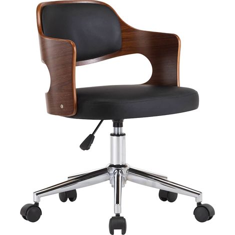 Maison Exclusive - Chaise pivotante à manger Noir Bois courbé et similicuir (1/5)