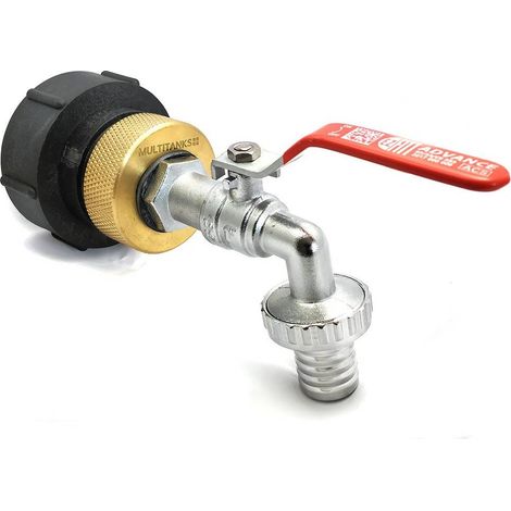 Raccord S75x6 - robinet laiton sortie 1'' 1/4 - 25 mm pour IBC GRV (1/2)
