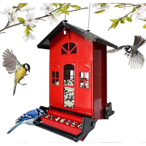 Mangeoire à oiseaux anti-écureuils, mangeoires en métal suspendues pour l'extérieur (1/4)