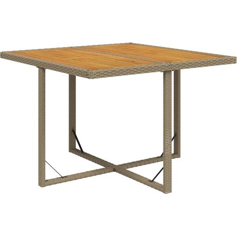 Maison Exclusive - Gartentisch Beige 109x107x74 cm Poly Rattan & (1/5)