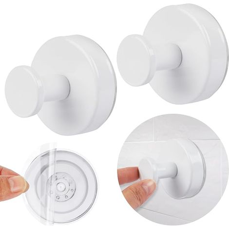 Ganci a ventosa senza foratura, bianchi, ganci per bagno, cucina, piastrelle, vetro e superfici lisce (1/5)