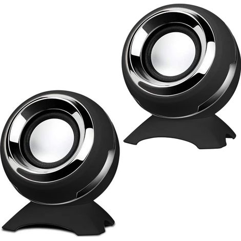Haut-parleurs USB pour ordinateur, mini haut-parleurs de bureau avec son HiFi, son stéréo de qualité supérieure, double pavillon, parfaits pour ordinateur et ordinateur portable. (1/5)