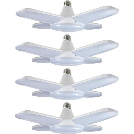 4 lampes LED pour garage - Plafonnier vibrant 60 W - Forme ajustable - 6000 lm - 6000 K - IRC 80 - Lumière du jour - Installation facile par vissage - Convient pour atelier et entrepôt (1/5)